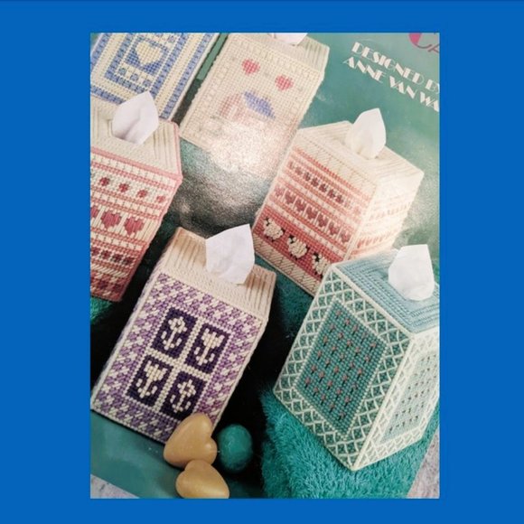 5 Vintage Leasure Arts Craft Leaflets Plastic Canvas Covers Coasters Holiday - Picture 9 of 13